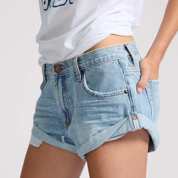 Bandits Low Waist Denim Shorts - Distressed Ocean - Picture 1 of 3